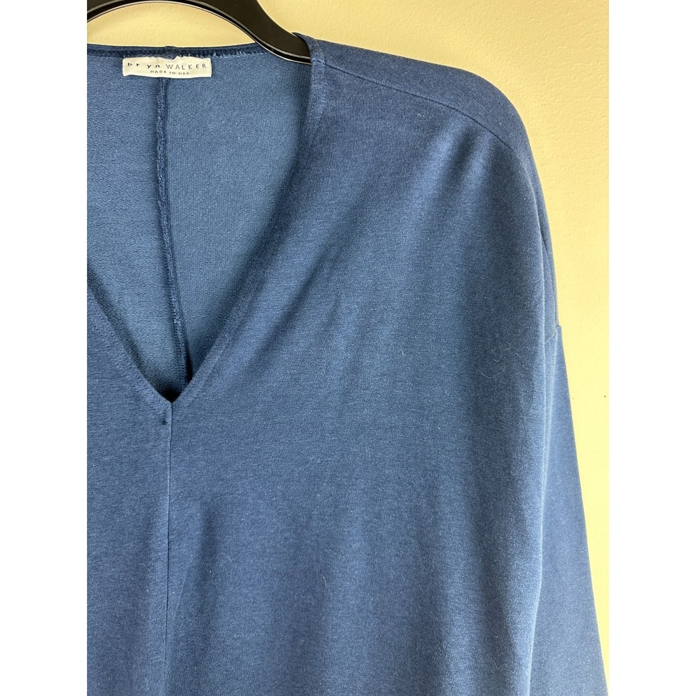 Bryn Walker Blue Bamboo Organic Cotton V-Neck Boxy Tunic Top Small Oversized - Picture 3 of 13
